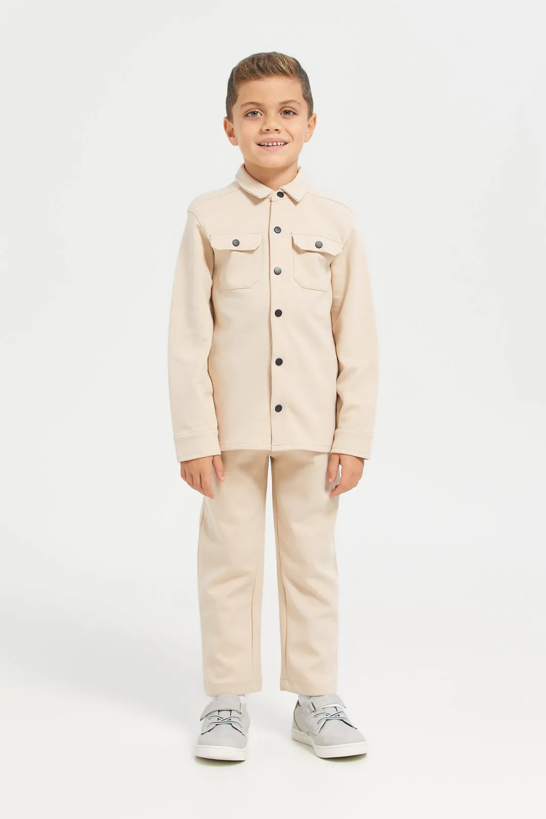 Junior Boys Beige Coordinate Shirt