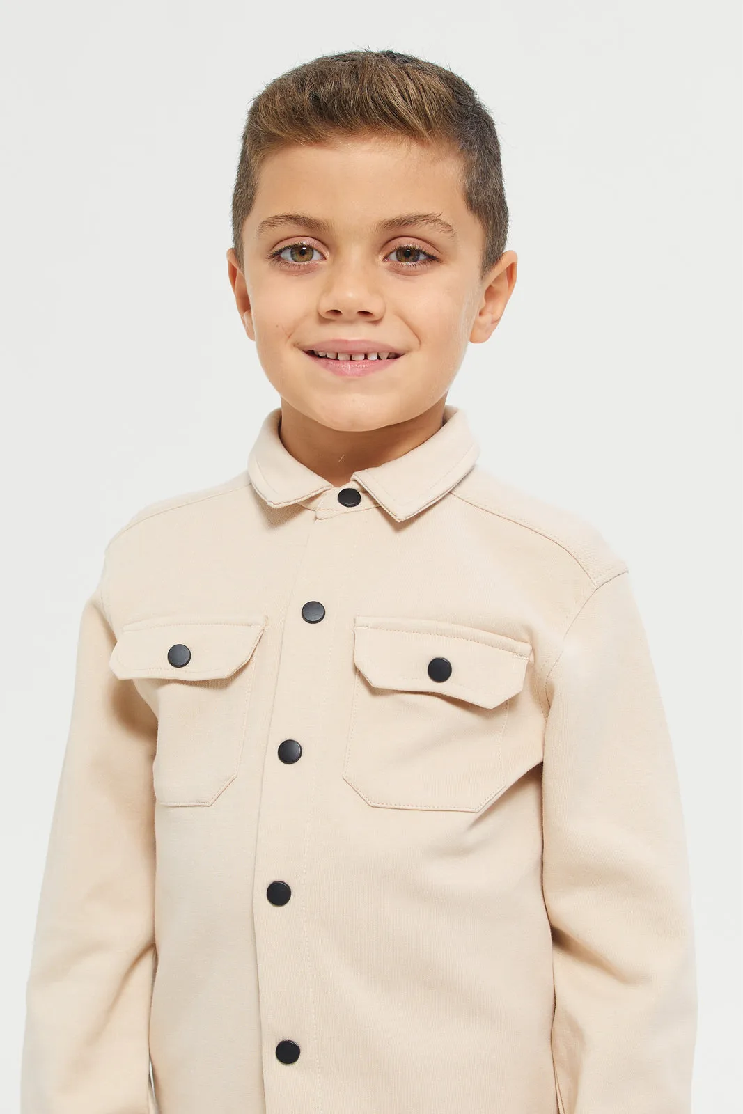 Junior Boys Beige Coordinate Shirt