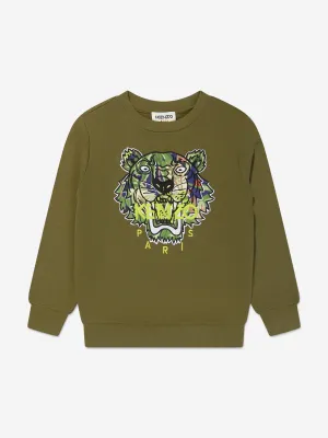 KENZO Boys Tiger Sweatshirt in Green