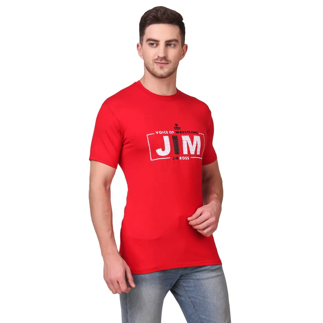 Men's Red Cotton Printed Round Neck Tees