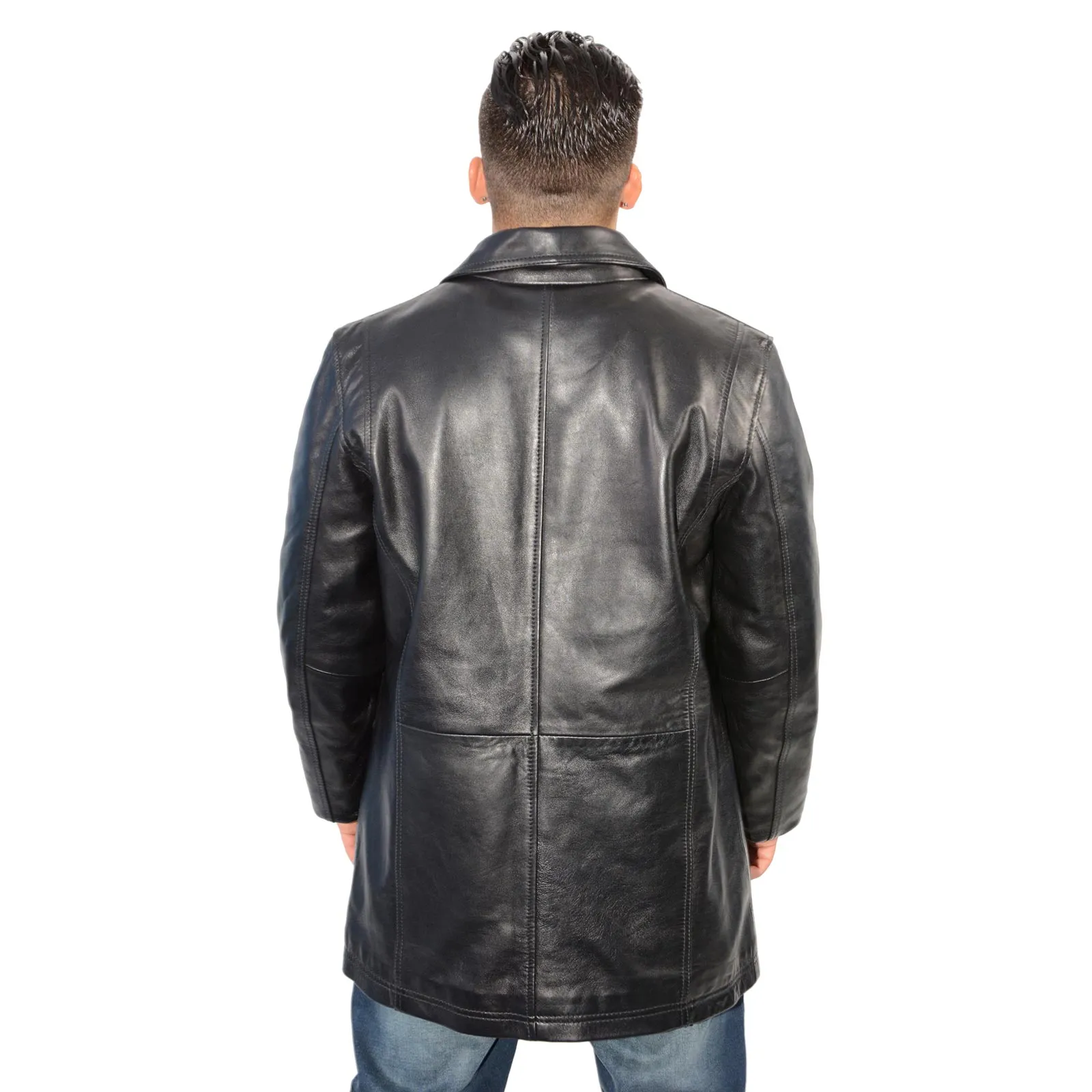 Milwaukee Leather Men's Black Classic Button Closure Fashion Leather Car Coat SFM1815