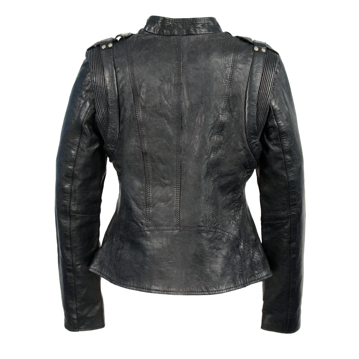 Milwaukee Leather Women's Black Leather Motorcycle Style Fashion Jacket with Asymmetrical Zipper SFL2845