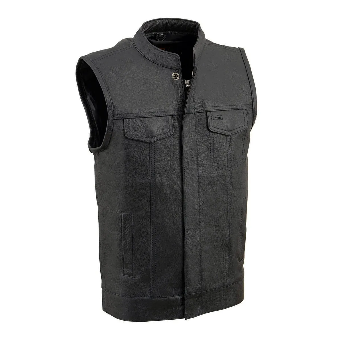 Milwaukee Leather Youth Size Open Neck Snap and Zip Front Club Style Leather Vest LKY3860