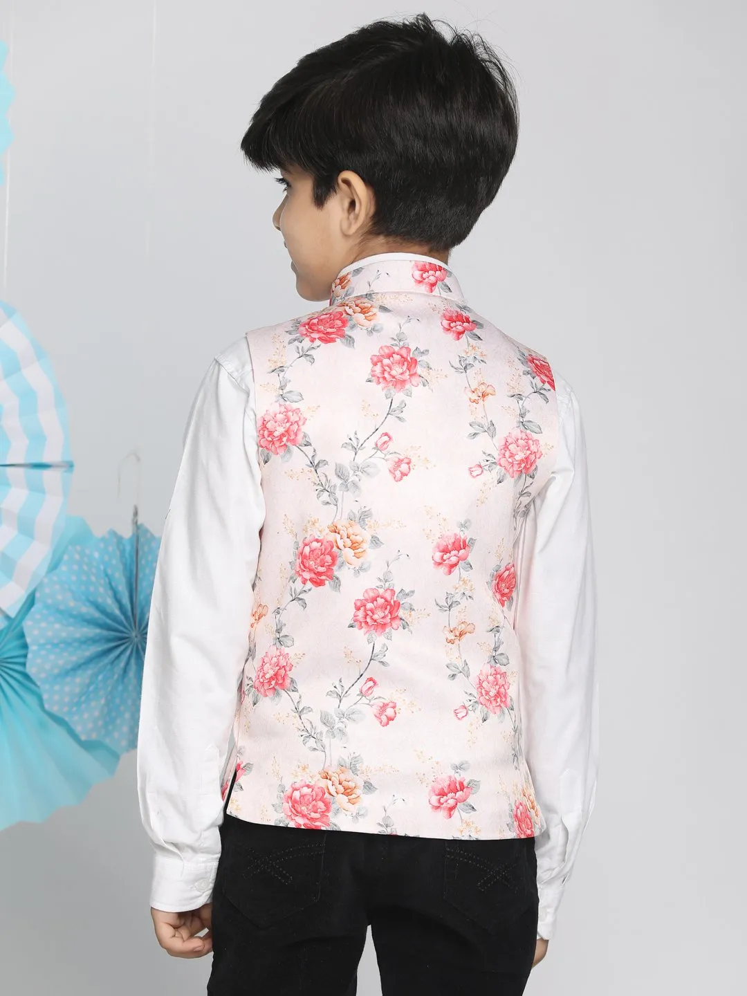 Multi-Color Floral Printed Nehru Jacket for Boys - Vastramay Boys