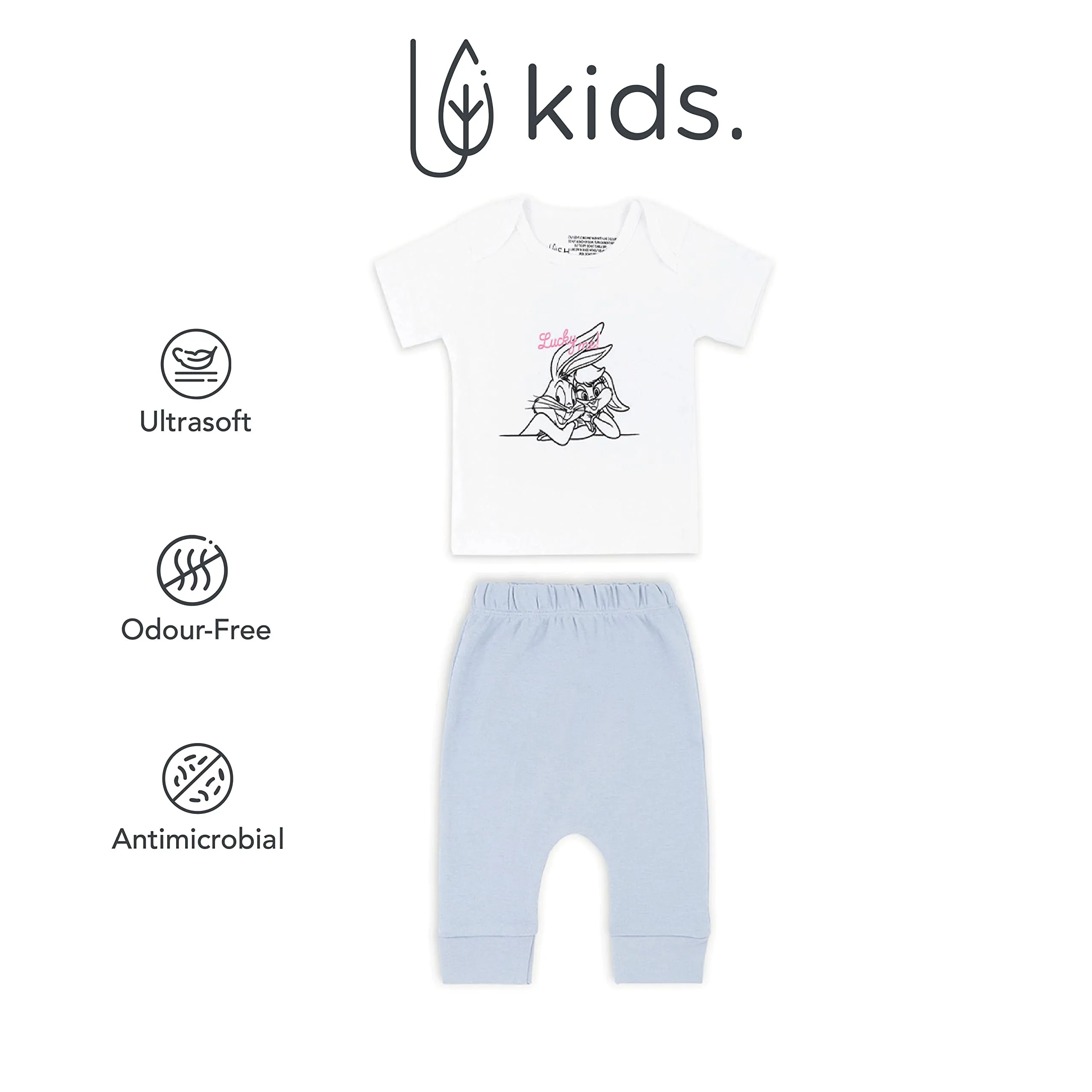 Mush Ultra Soft Bamboo Unisex Tees & Pants Combo Set for New Born Baby/Kids,Pack of 2 (0-3 Months, Stary Night)