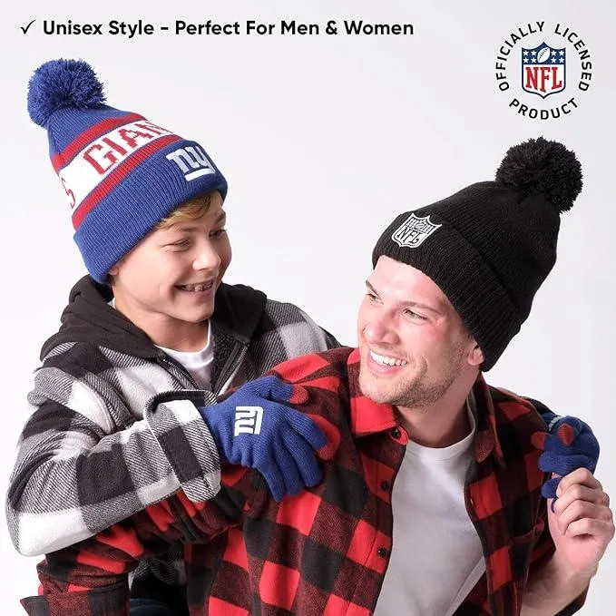 NFL Official Youth Super Soft Winter Beanie Knit Hat With Extra Warm Touch Screen Gloves|Buffalo Bills