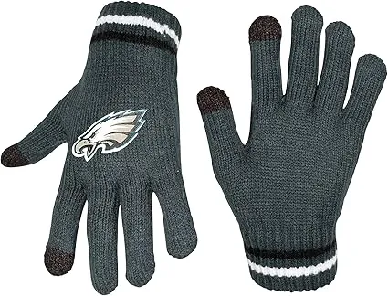 NFL Official Youth Super Soft Winter Beanie Knit Hat With Extra Warm Touch Screen Gloves|Philadelphia Eagles