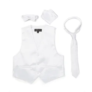 Premium Boys White Solid Vest 600