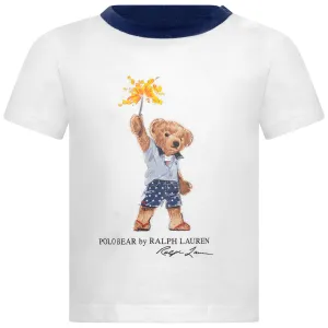 Ralph Lauren Boys White Cotton Polo Bear T-Shirt