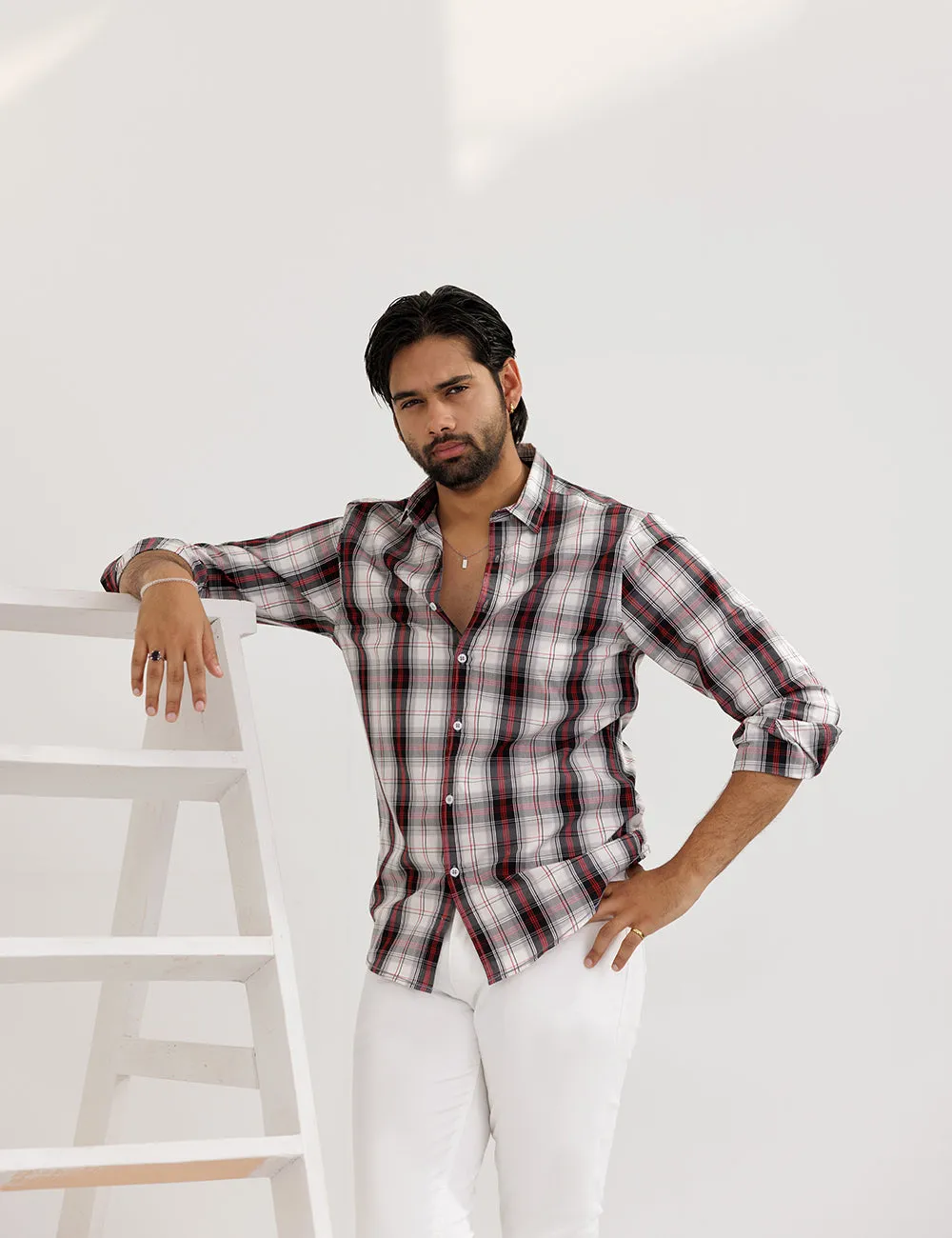 Red & White Check Casual Shirt