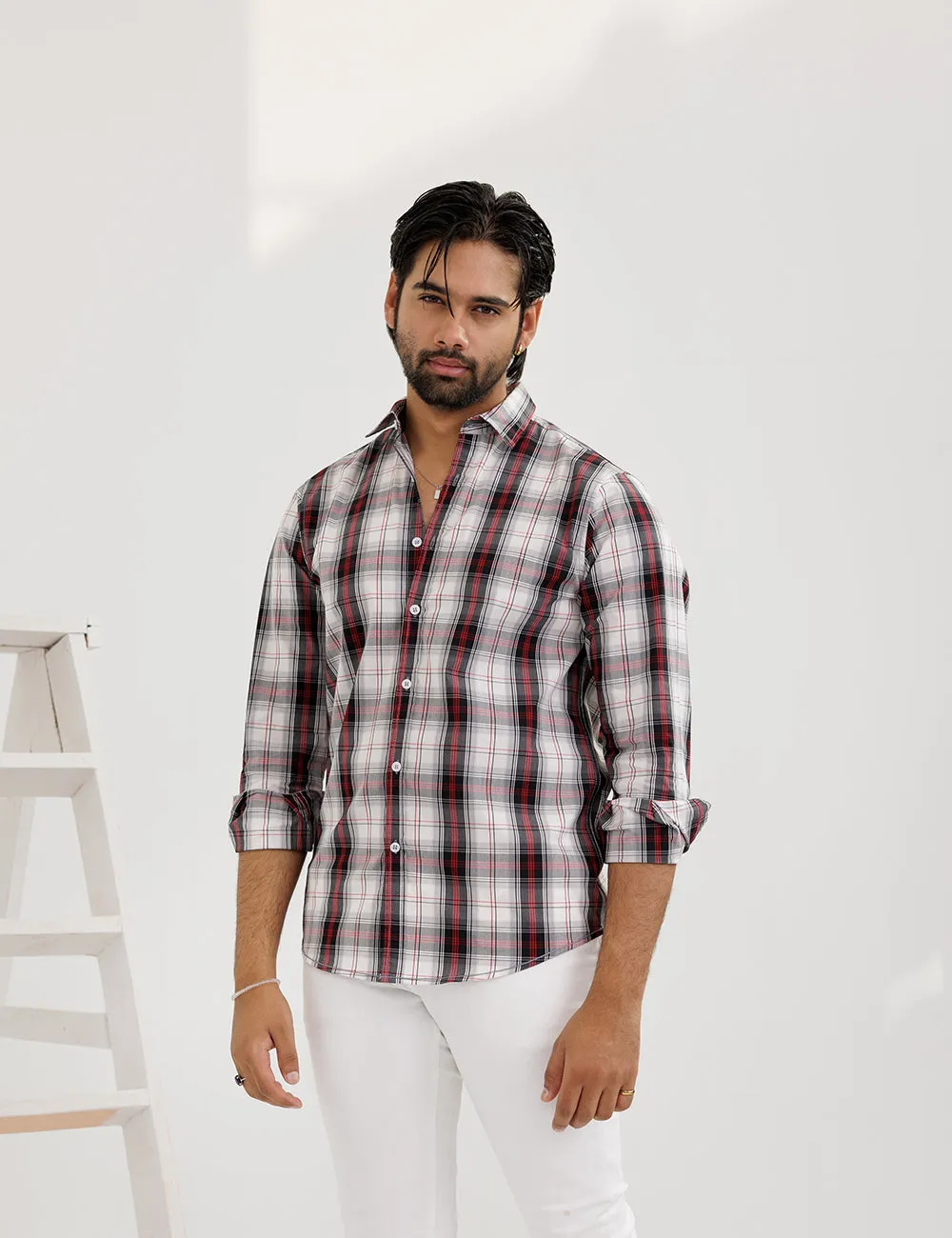 Red & White Check Casual Shirt