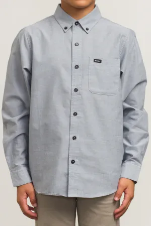 RVCA That'll Do Oxford Long Sleeve Boys Shirt - Pavement