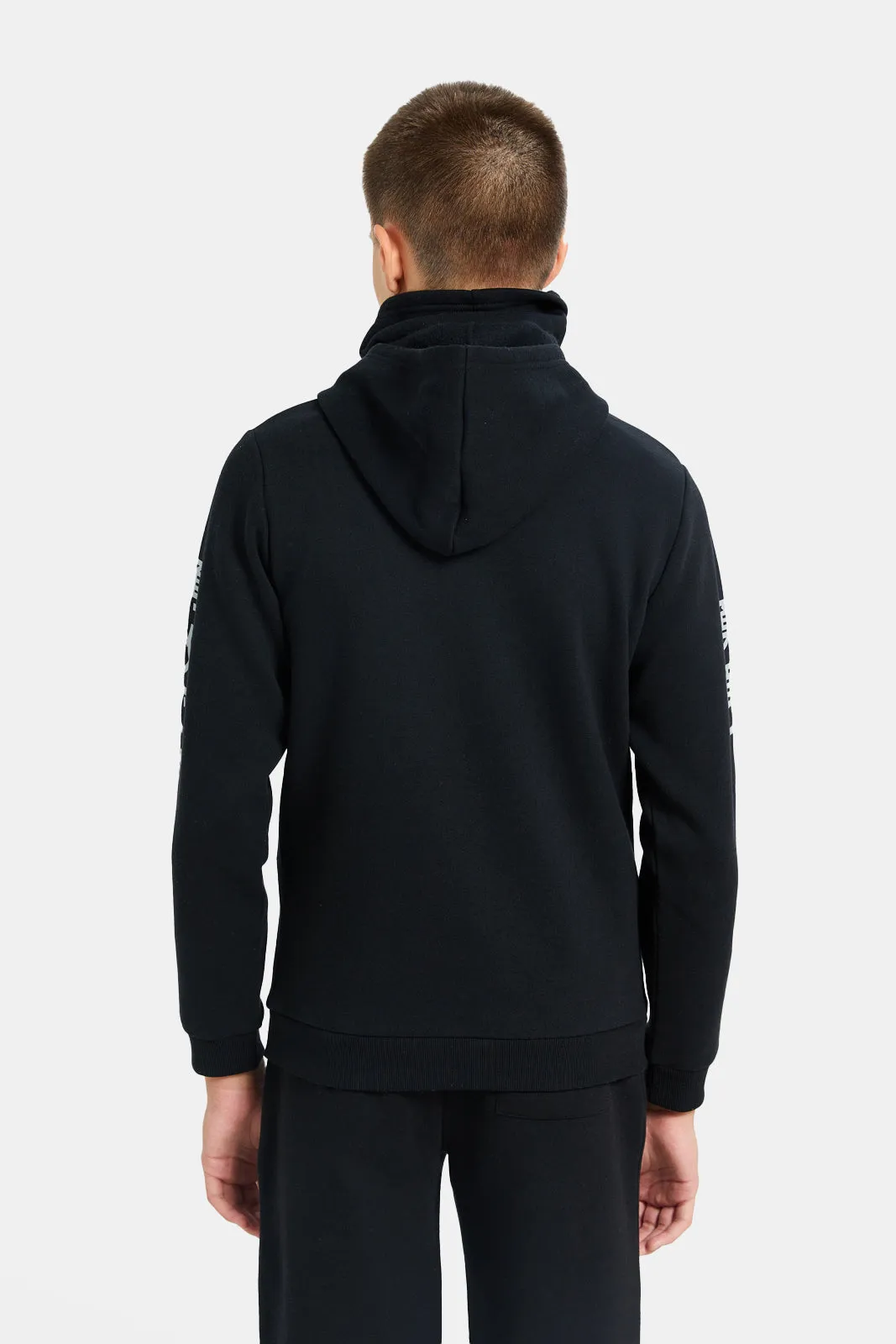 Senior Boys Black Ninja Print Hooded Sweatshirt