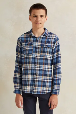 Senior Boys Blue Checkered Shirt