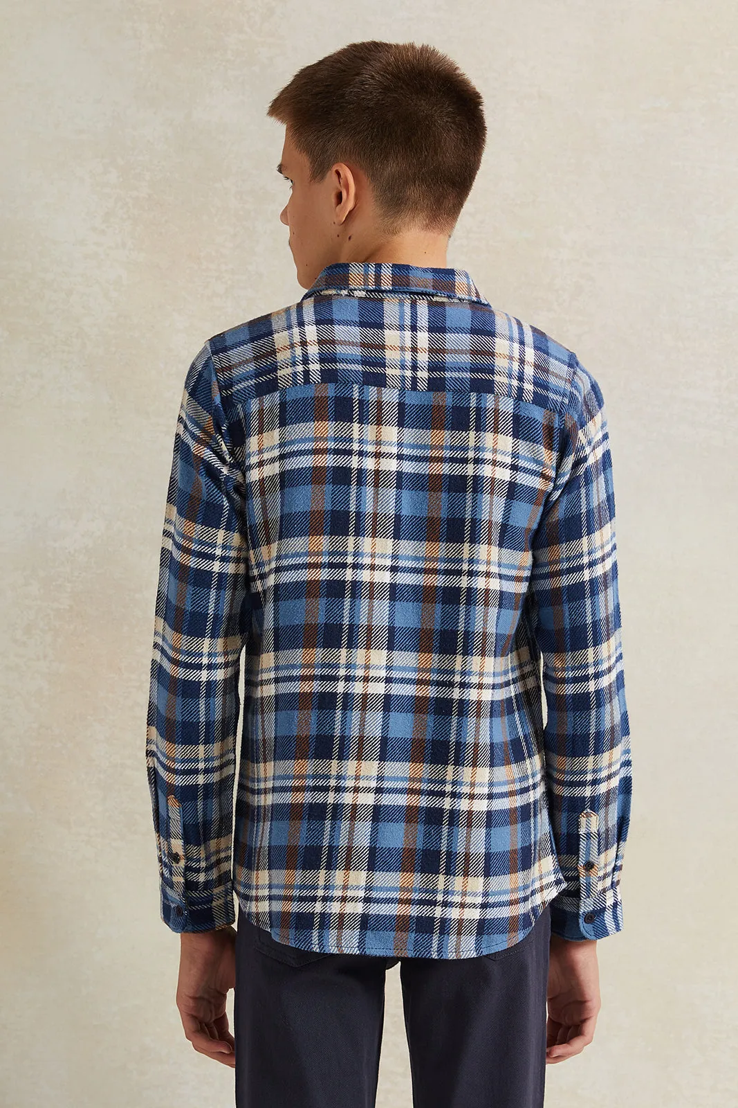 Senior Boys Blue Checkered Shirt