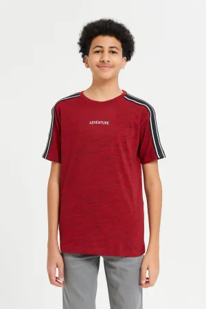 Senior Boys Red Adventure Printed T-Shirt With Shoulder Tape