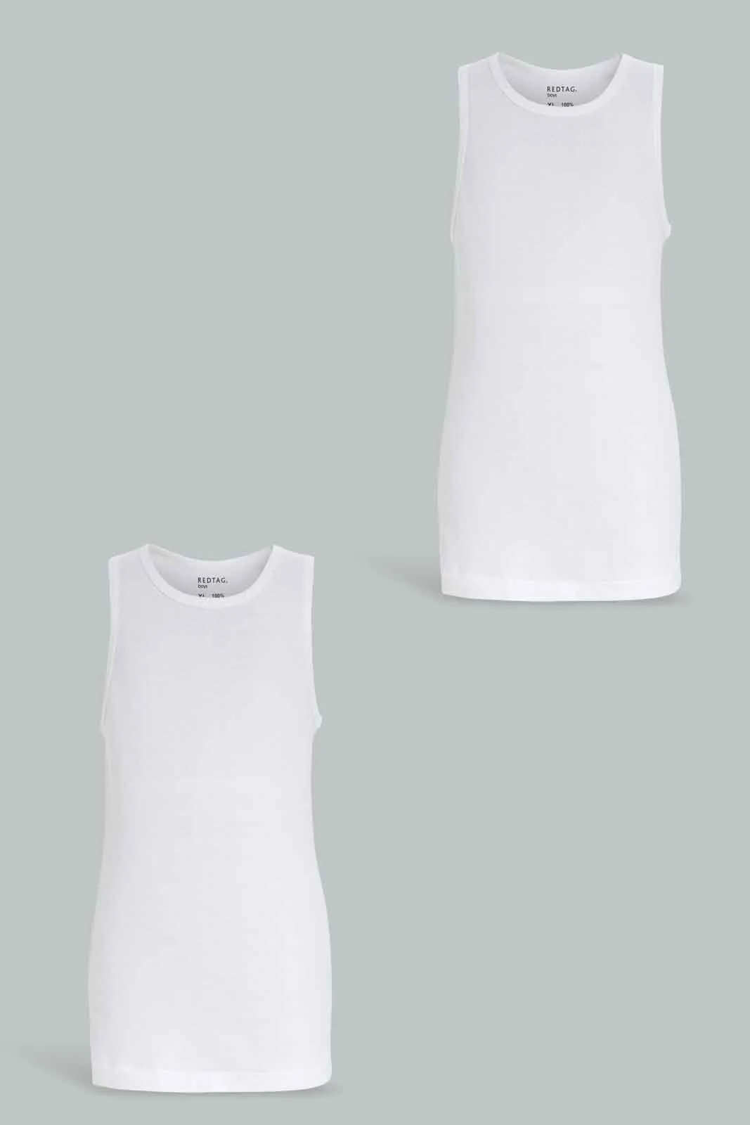 Senior Boys White Sleeveless Vests (Pack of 2)