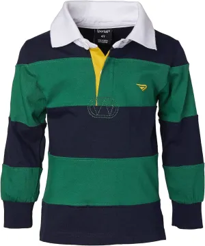 Sportoli Boys Cotton Wide Striped Long Polo Rugby Shirt Green Size 18 T-Shirt