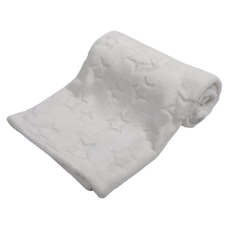 Star Embossed flannel Wrap - White