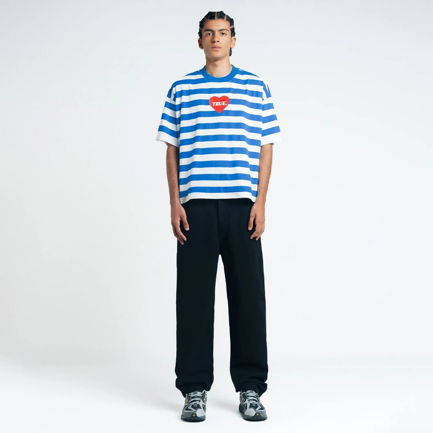 Striped Box-Fit Tee - Blue