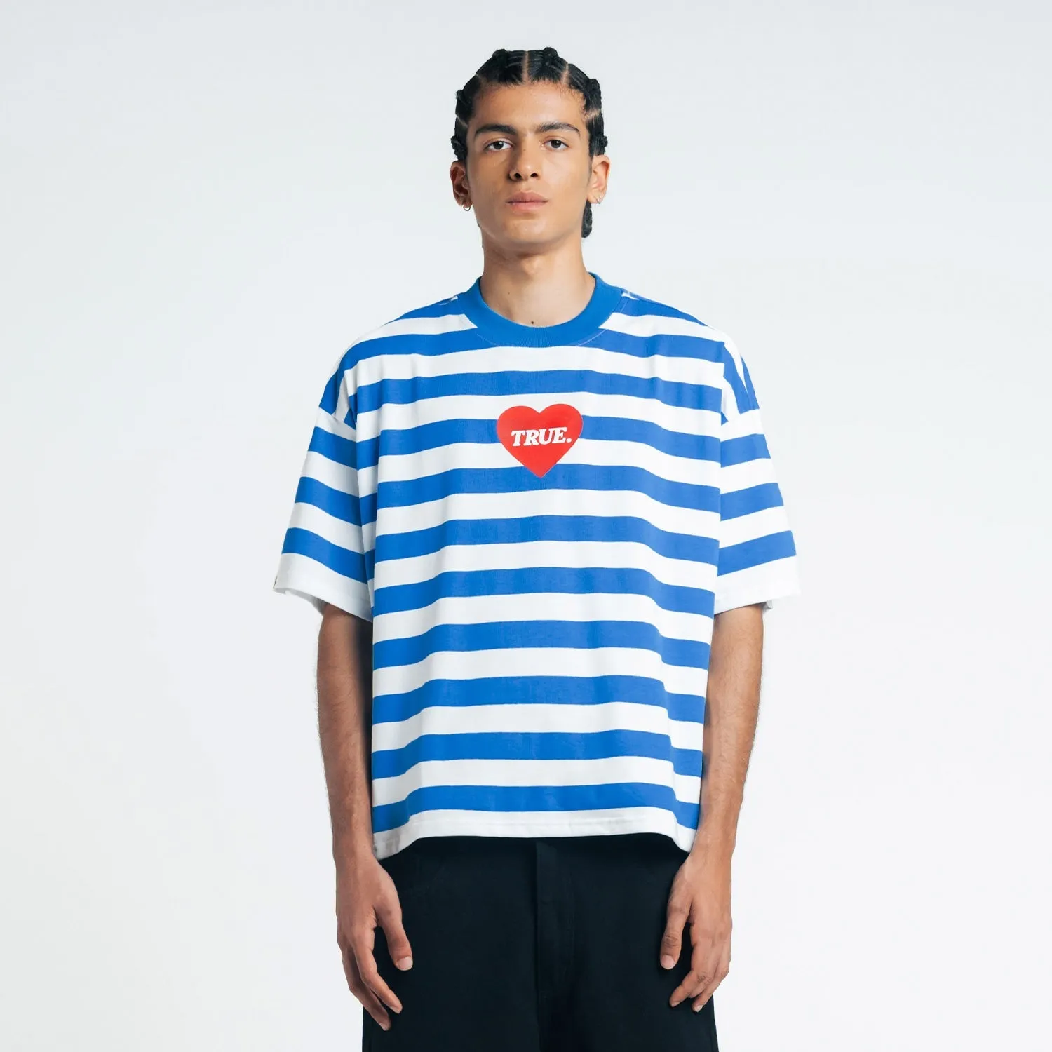 Striped Box-Fit Tee - Blue