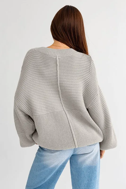 The Payton Ribbed Sweater in Grey