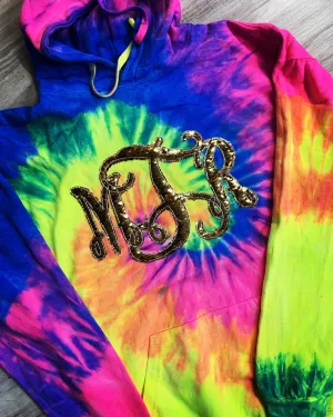 Tie Dye Mermaid Sequin Monogrammed Hoodie