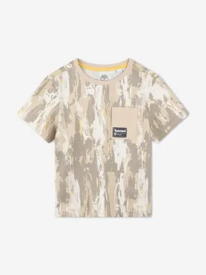 Timberland Boys Patterned Pocket T-Shirt in Beige