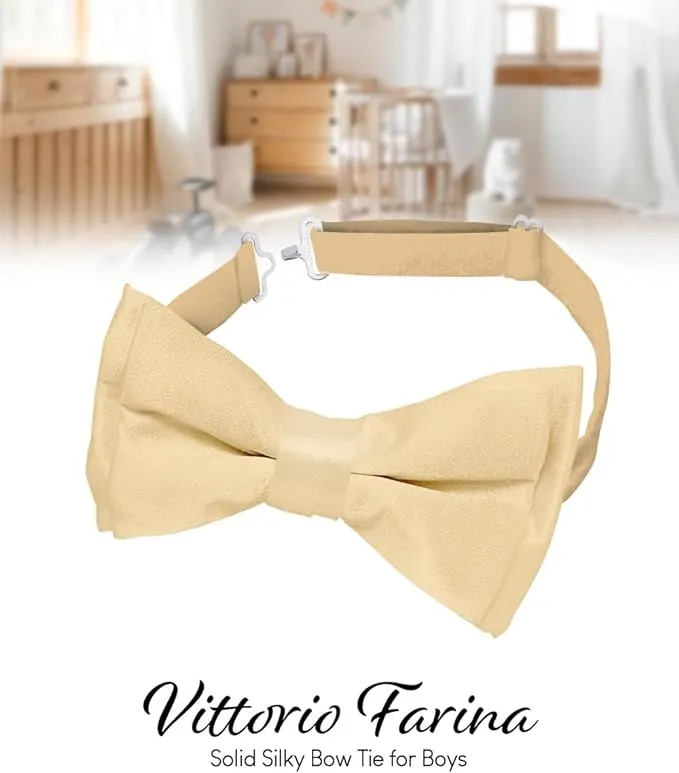 Vittorio Farina Boy's Pretied Solid Silky Satin Bow Tie