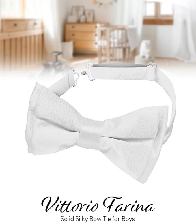 Vittorio Farina Boy's Pretied Solid Silky Satin Bow Tie