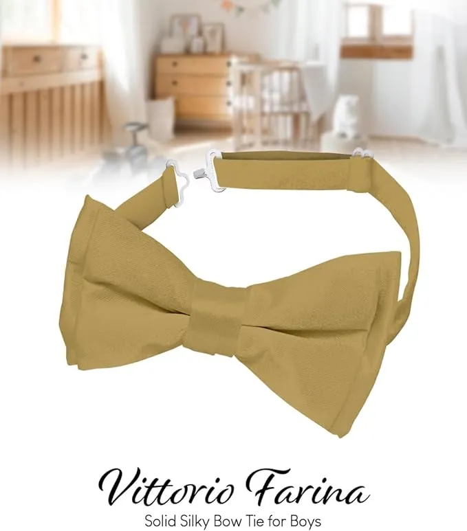 Vittorio Farina Boy's Pretied Solid Silky Satin Bow Tie