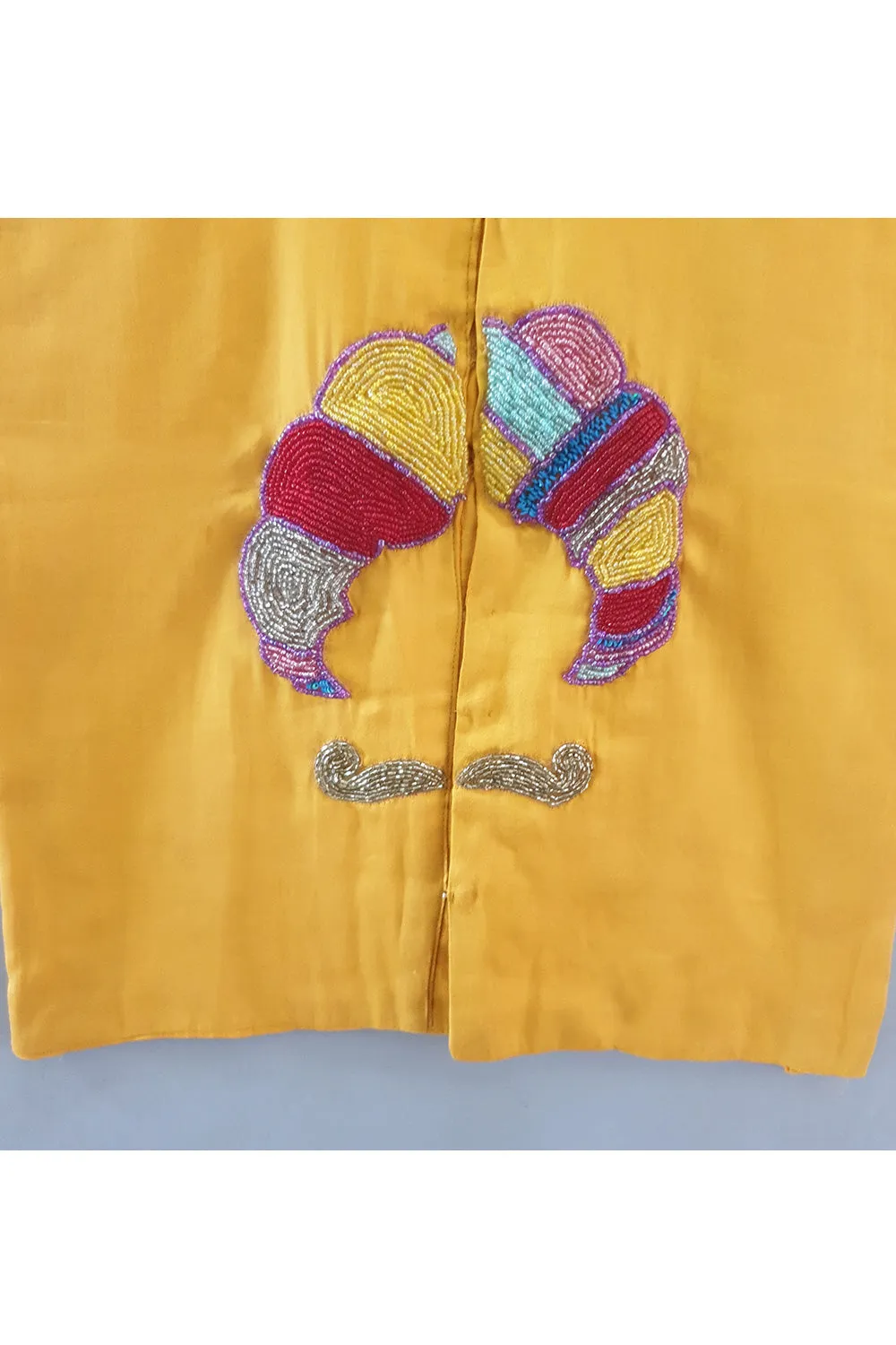 Yellow Turban Embroidered Cotton Jacket